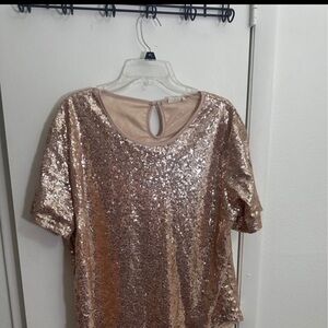 Sequin Short Sleeve Top